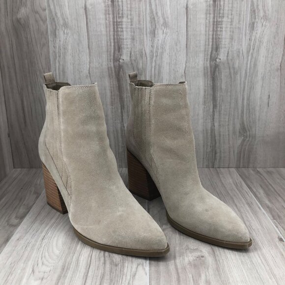 Marc Fisher Ankle Boots Womens 10M Alva Tan Suede Slip On Chelsea Booties - Picture 3 of 12